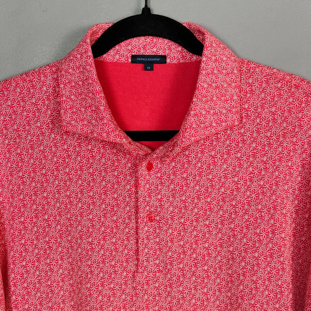 Patrick‎ Assaraf polo Medium colorful floral orange golf pima cotton Peru